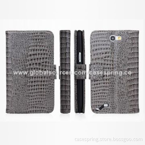New products luxury wallet crocodile leather case for Samsung Galaxy Note II